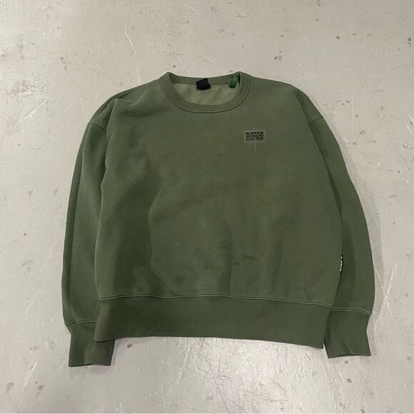 G Star Raw Mens Green Logo Crewneck Sweatshirt Size Medium - Picture 1 of 6
